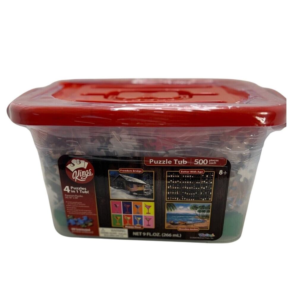 Kings Jigsaw (4) Puzzles In 1 Tub: 500 Pieces Each, 16" X 20" New Factory Sealed